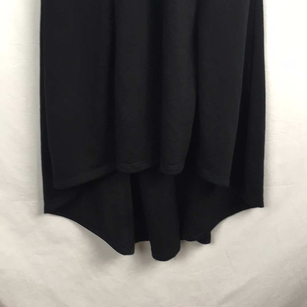 Hi-Lo Black Tank Dress with Faux Leather/Zipper - Picture 3 of 7